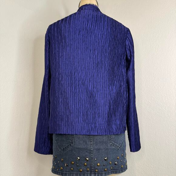 Blazer Unlined Purple Open Front Jacket Zip Close Pockets Chicos Size 1/Medium - Picture 3 of 8
